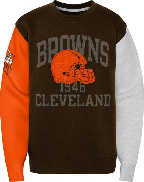 NFL Team Apparel Boys' Cleveland Browns 3rd and Goal Crew