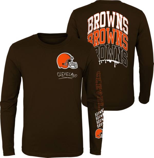 Cleveland Browns Womens Shirt XL Brown NFL Team Apparel Football Spellout  Cotton