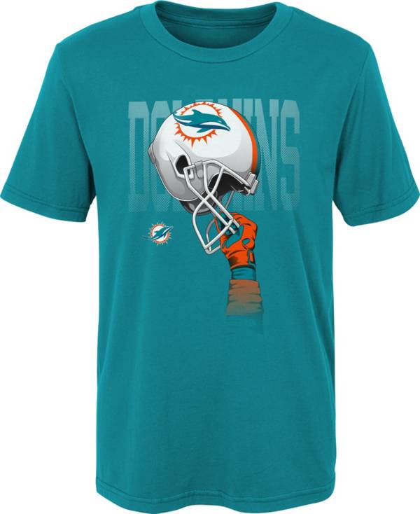 NFL Team Apparel Boys' Miami Dolphins Helmets High Aqua T-Shirt