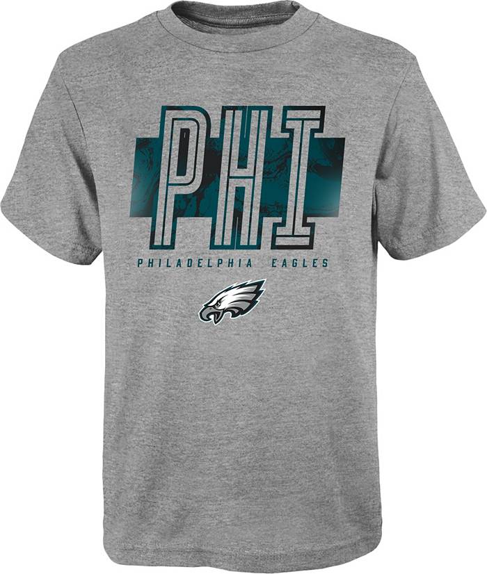 NFL Team Apparel Boys' Philadelphia Eagles Abbreviated Grey T-Shirt