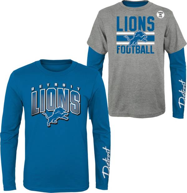 NFL Team Apparel Youth Detroit Lions Race Time Blue Long Sleeve T-Shirt