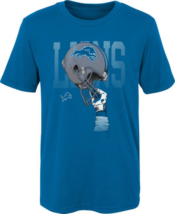 NFL Team Apparel Boys' Detroit Lions Helmets High Blue T-Shirt