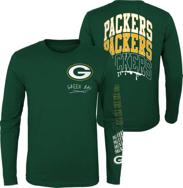 NFL Team Apparel Little Kids Green Bay Packers Drip Green Long Sleeve T Shirt