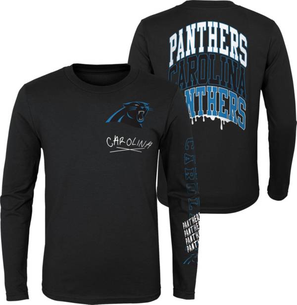 NFL Team Apparel Little Kids Carolina Panthers Drip Black Long Sleeve T Shirt