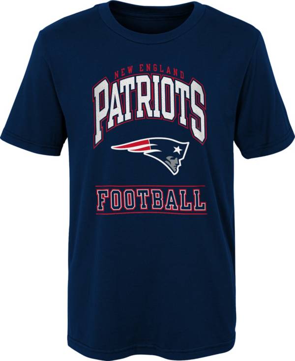 NFL Team Apparel Boys' New England Patriots Big Blocker Navy T-Shirt ...