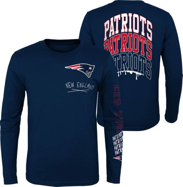 NFL Team Apparel Little Kids' New England Patriots Drip Navy Long Sleeve T- Shirt