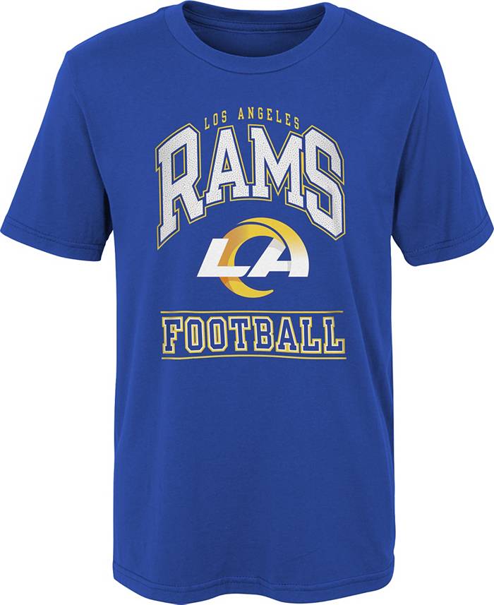 NFL Team Apparel Boys' Los Angeles Rams Big Blocker Royal T-Shirt