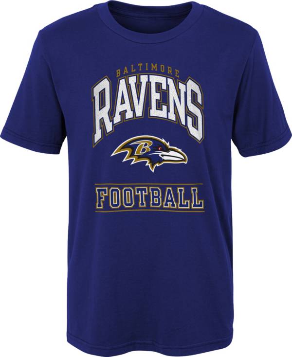 NFL Team Apparel Youth Baltimore Ravens Run Back White T-Shirt