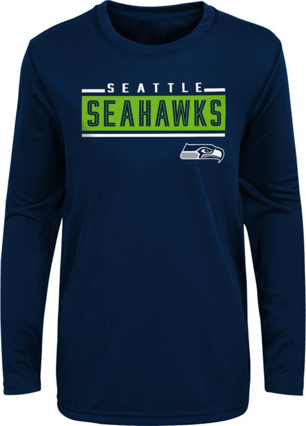 NFL Team Apparel Boys' Seattle Seahawks Amped Up Navy Long Sleeve