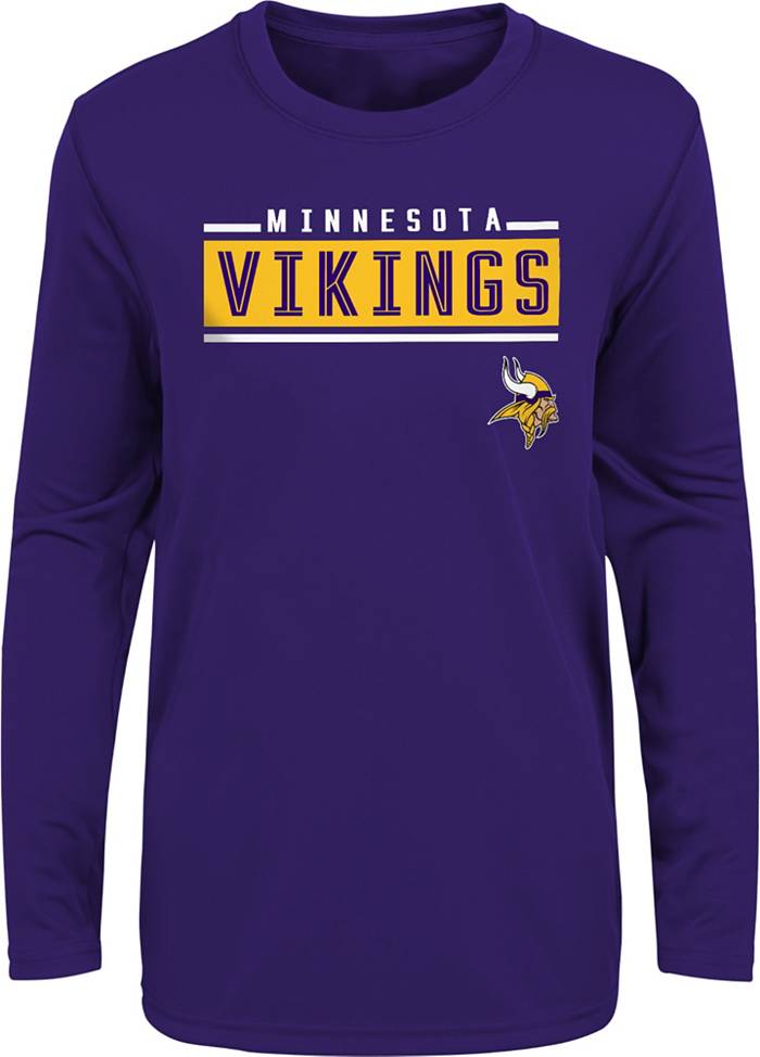 NFL Team Apparel Boys' Minnesota Vikings Amped Up Purple Long Sleeve  T-Shirt