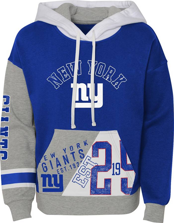 Men's New York Giants Mitchell & Ness Royal Leading Scorer Fleece Crew  Sweatshirt