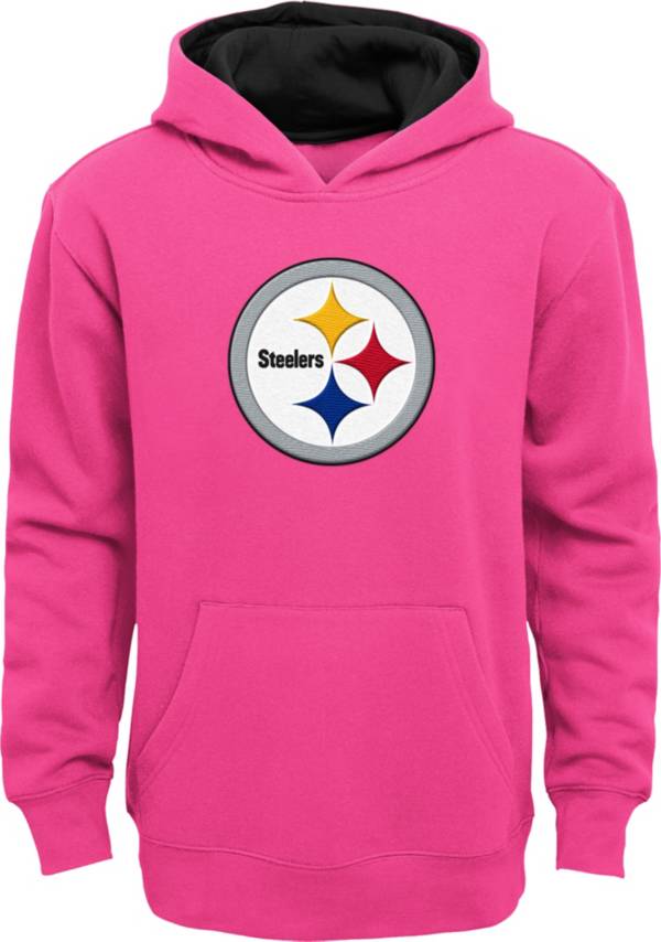 NFL Team Apparel Little Girls' Pittsburgh Steelers Prime Pink Hoodie