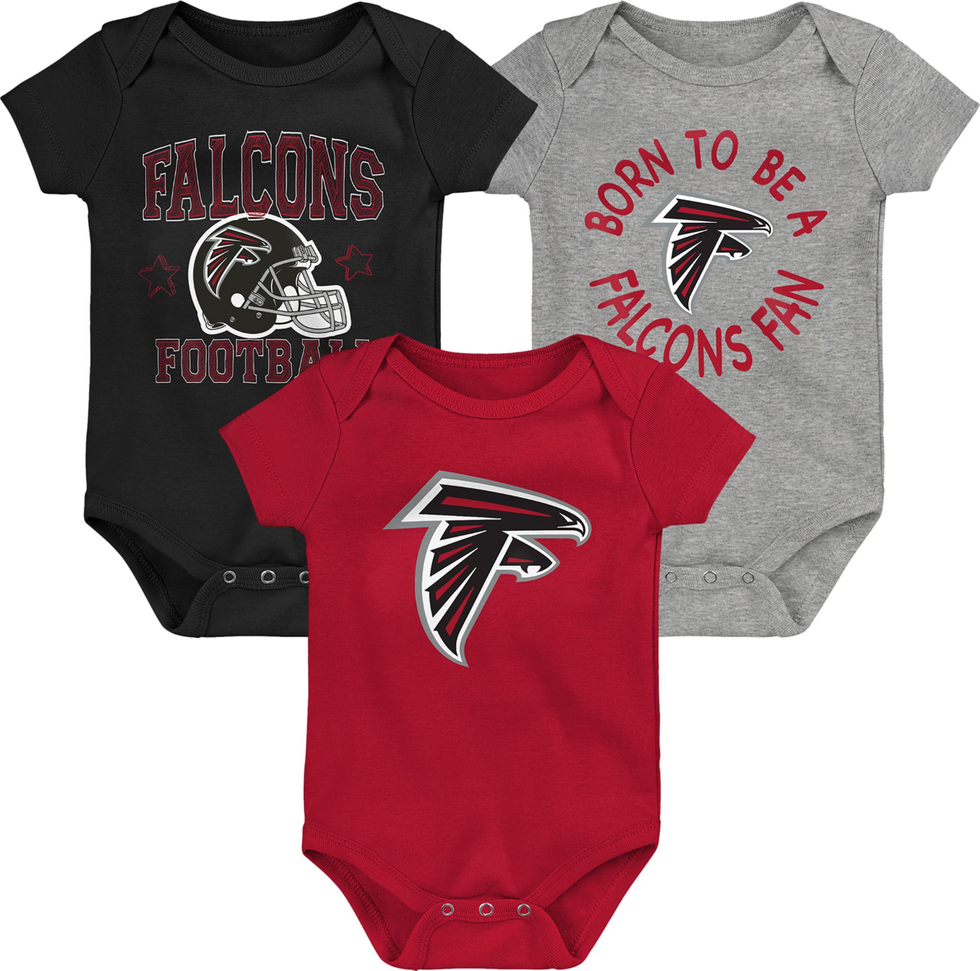 NFL Team Apparel Infant Atlanta Falcons 'Born 2 Be' 3-Pack Bodysuit Set