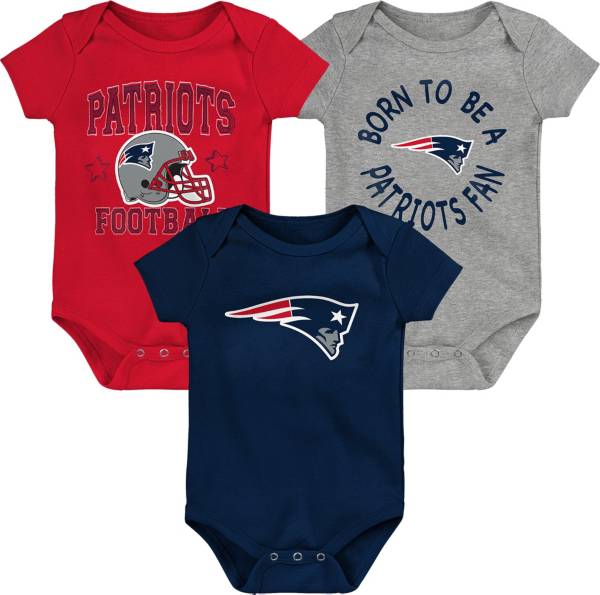 NFL Team Apparel Infant New England Patriots 'Born 2 Be' 3-Pack Bodysuit  Set