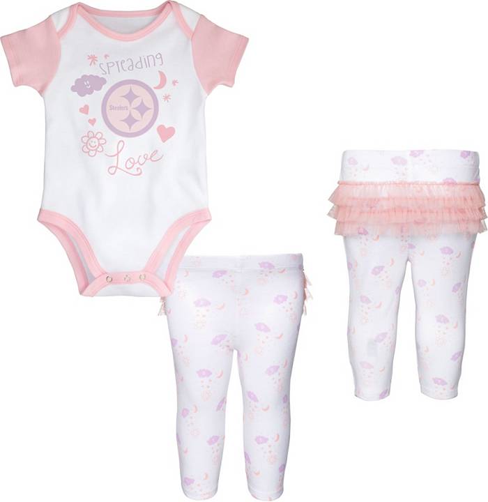NFL Team Apparel Infant Pittsburgh Steelers Spread Love Pink/White Set