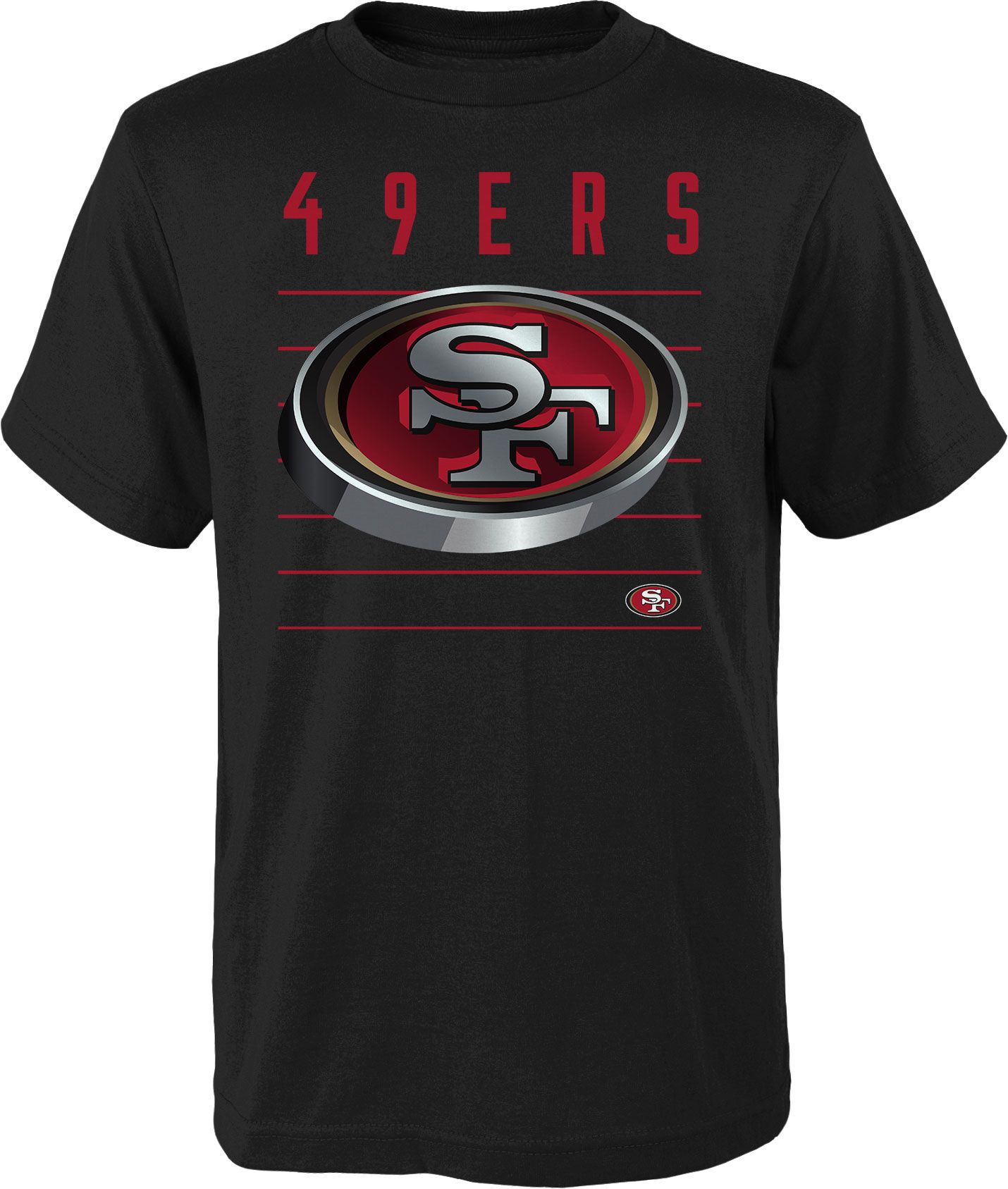 Nfl Team Apparel Youth San Francisco 49ers Three Dime Black T-Shirt ...