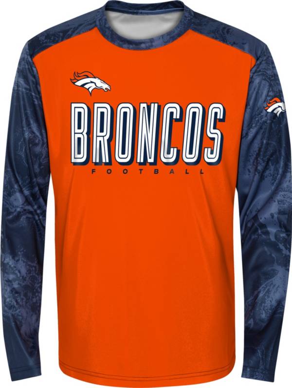 NFL Team Apparel Youth Denver Broncos Cover 2 Long Sleeve T-Shirt