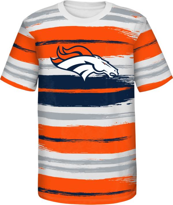 NFL Team Apparel Youth Denver Broncos Run Back White T-Shirt
