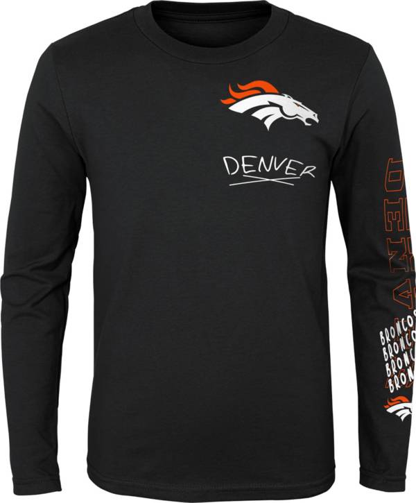 NFL Team Apparel Youth Denver Broncos Team Drip Black Long Sleeve T-Shirt