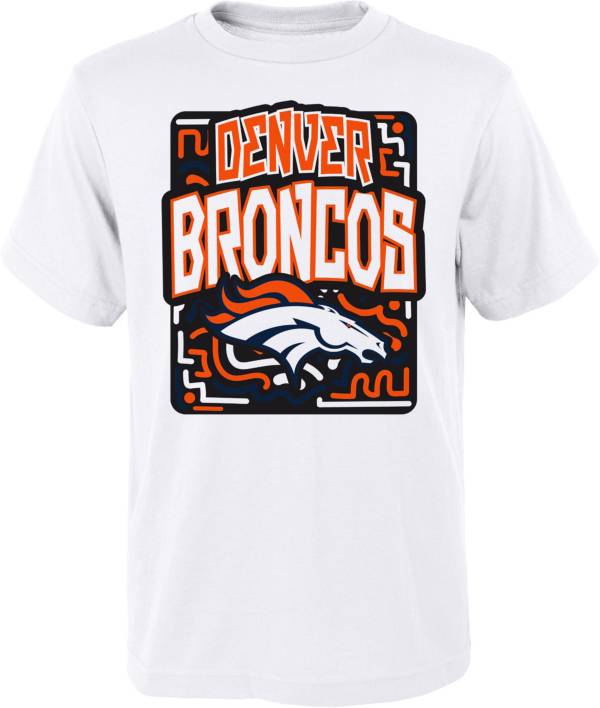 NFL Team Apparel Youth Denver Broncos Tribe Vibe White T-Shirt