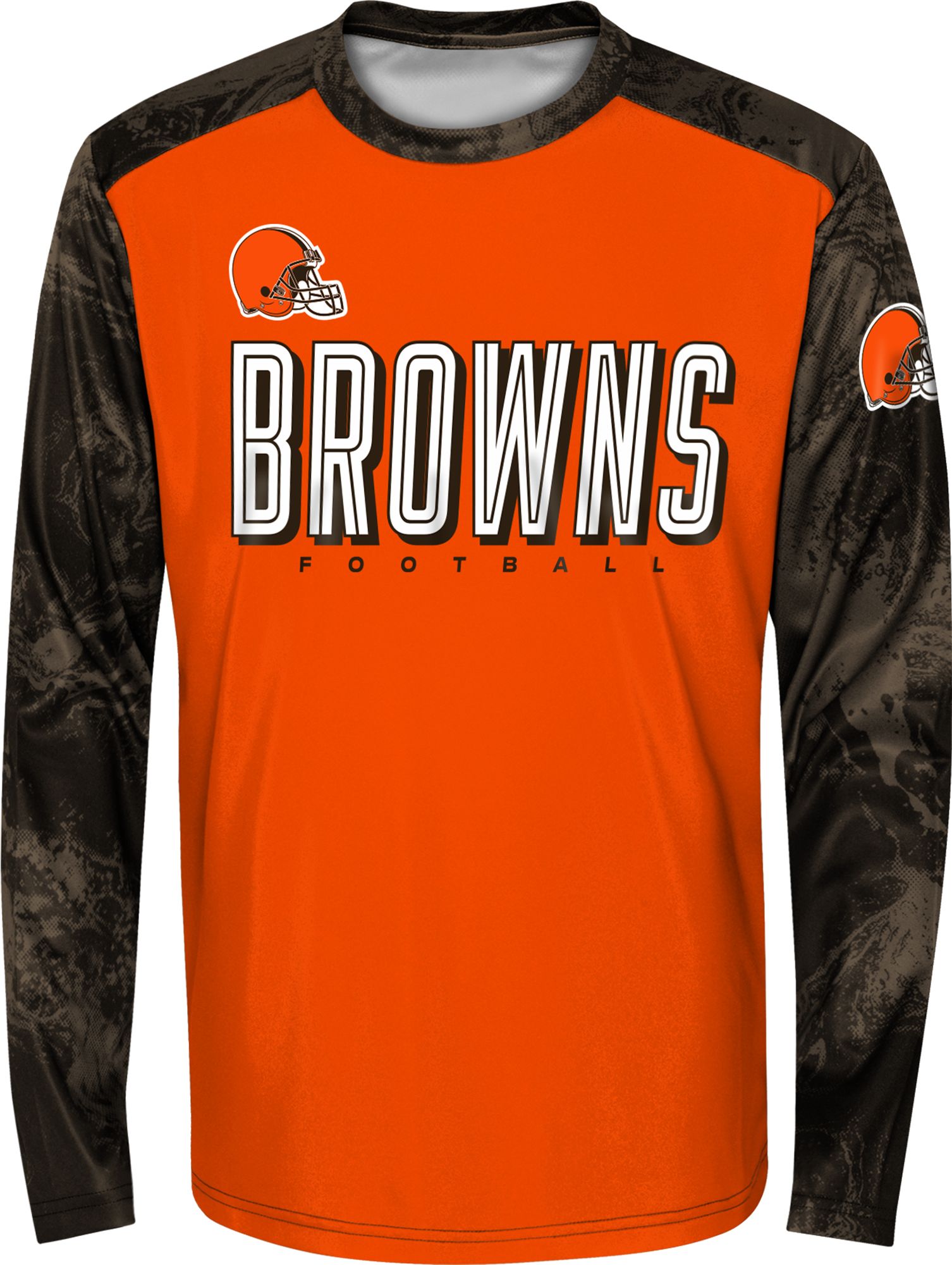 NFL Team Apparel Youth Cleveland Browns Cover 2 Long Sleeve T-Shirt