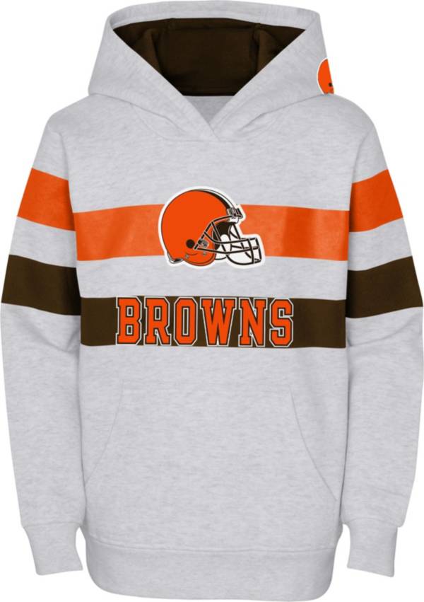 NFL Team Apparel Youth Cleveland Browns Dynamic Duo Grey Pullover Hoodie