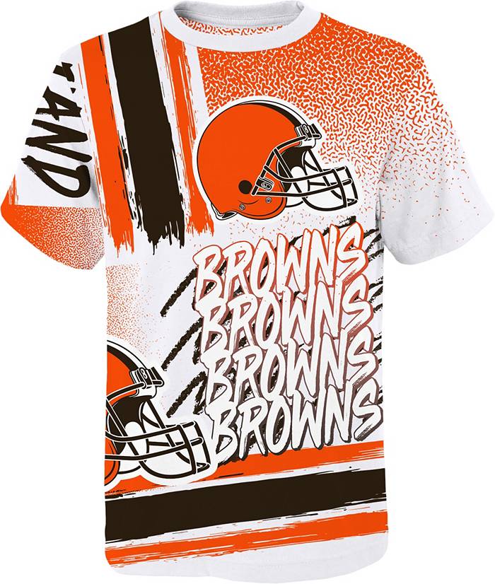 Cleveland Browns Youth Paint Brush White T-Shirt - Everything Buckeyes