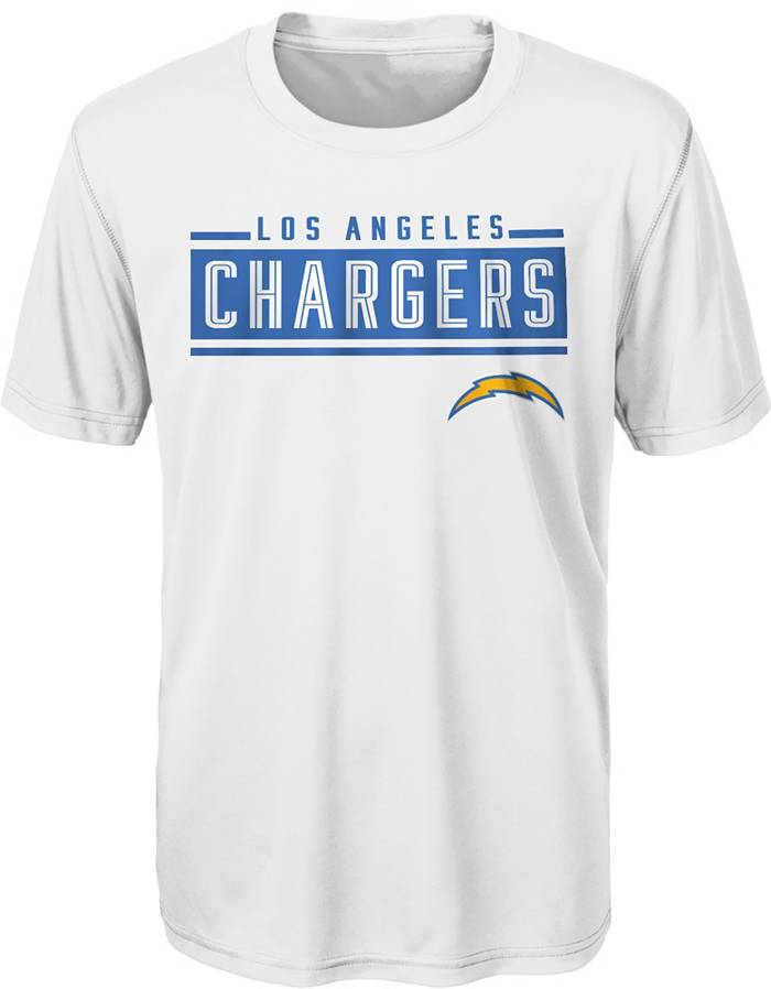 NFL Team Apparel Youth Los Angeles Chargers Amped Up White T-Shirt
