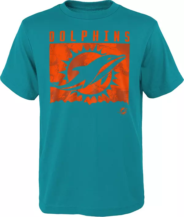 NFL Team Apparel Youth Miami Dolphins Liquid Camo Aqua T-Shirt