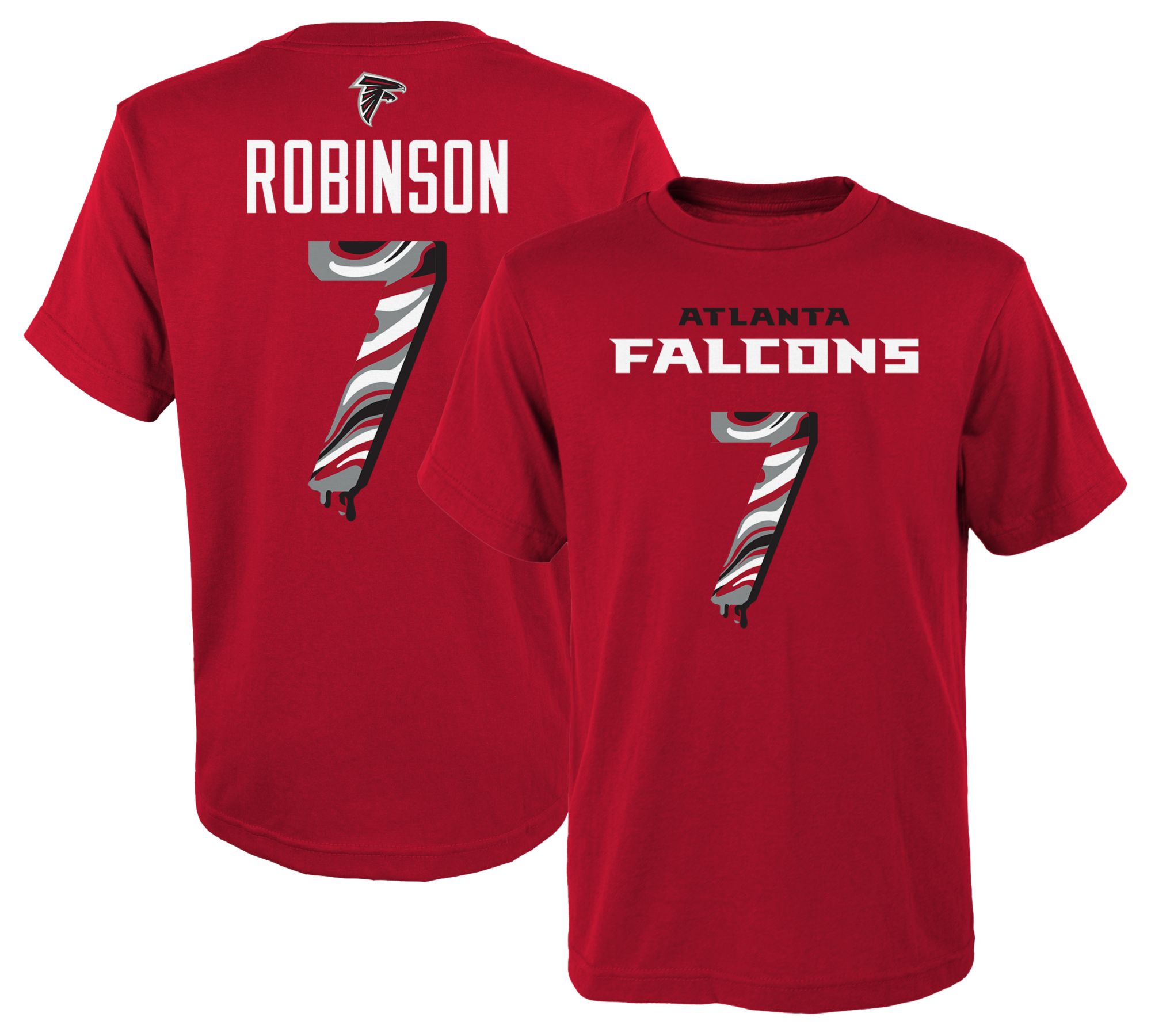 NFL Team Apparel Youth Atlanta Falcons Bijan Robinson #7 Drip Dark Red T-Shirt product image