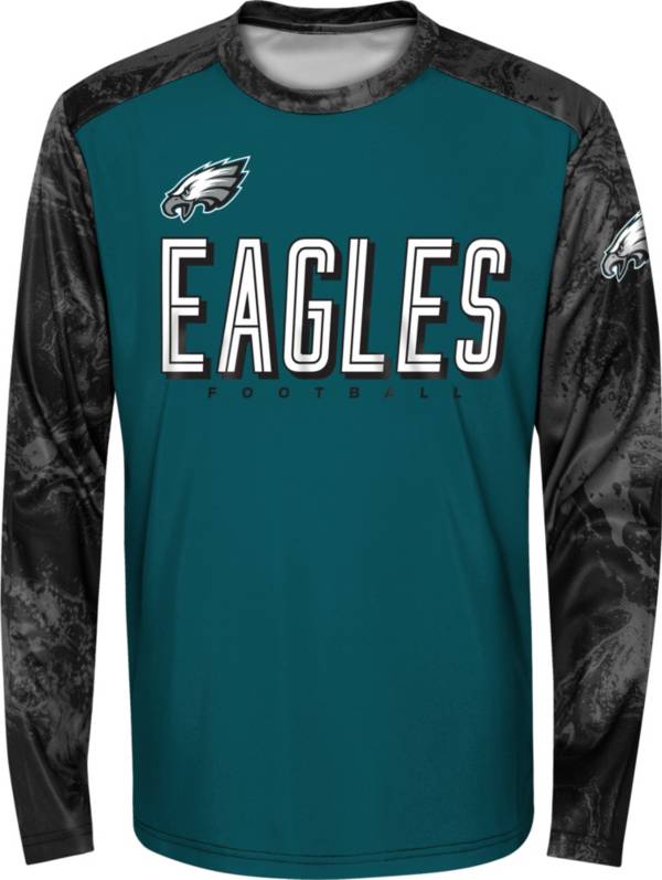 NFL Team Apparel Youth Philadelphia Eagles Cover 2 Long Sleeve T-Shirt