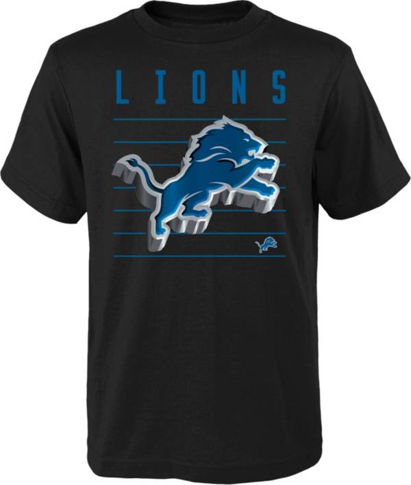 NFL Team Apparel Youth Detroit Lions Three Dimes Black T-Shirt