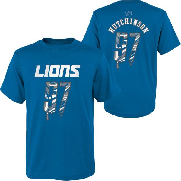 NFL Team Apparel Youth Detroit Lions Aidan Hutchinson #97 Drip T-Shirt - XL Each