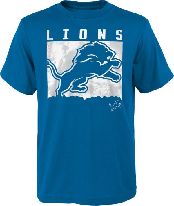 NFL Team Apparel Youth Detroit Lions Liquid Camo Blue T-Shirt