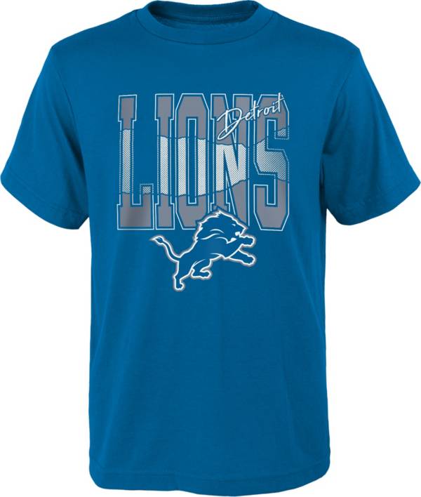 NFL Team Apparel Youth Detroit Lions Playbook Blue T Shirt