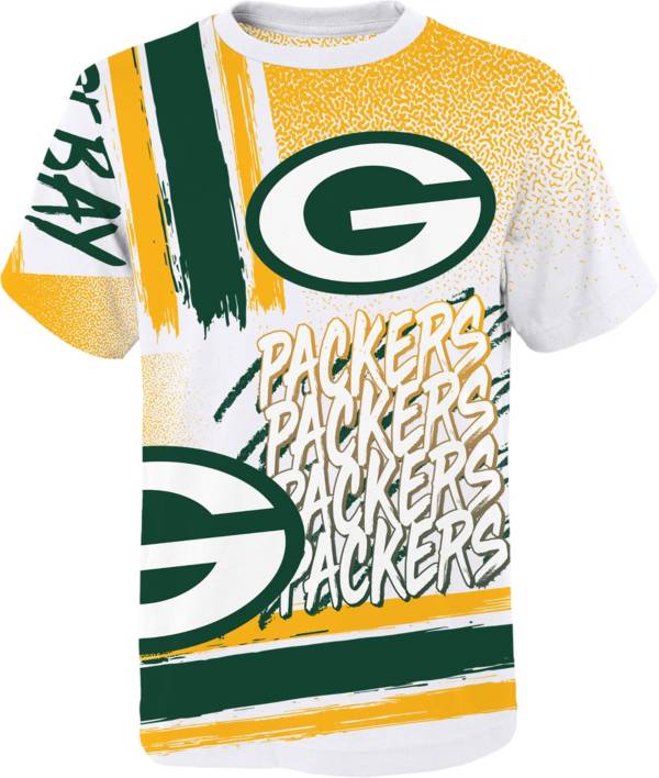 NFL Team Apparel Youth Green Bay Packers Game Time White T-Shirt