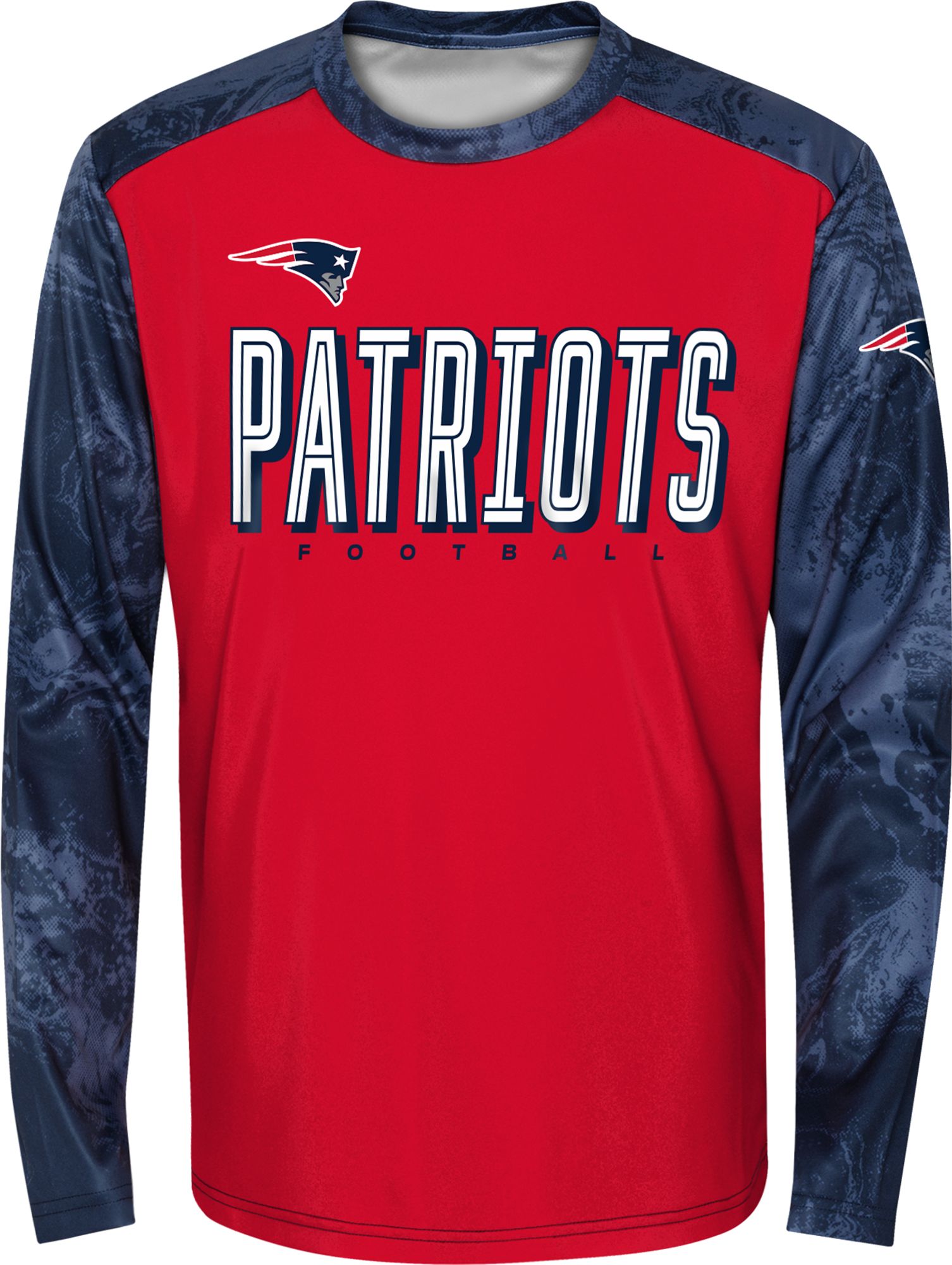 NFL Team Apparel Youth New England Patriots Cover 2 Long Sleeve T-Shirt