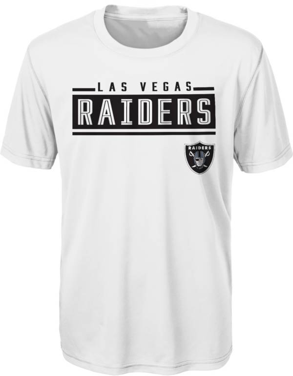 NFL Team Apparel Youth Las Vegas Raiders Amped Up Silver T Shirt