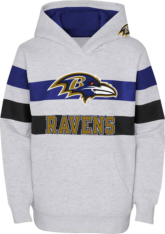 NFL Team Apparel Youth Baltimore Ravens Dynamic Duo Grey Pullover Hoodie