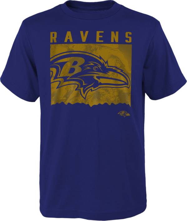 NFL Team Apparel Youth Baltimore Ravens Liquid Camo Purple T Shirt