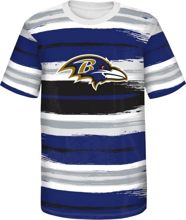 NFL Team Apparel Youth Baltimore Ravens Run Back White T-Shirt