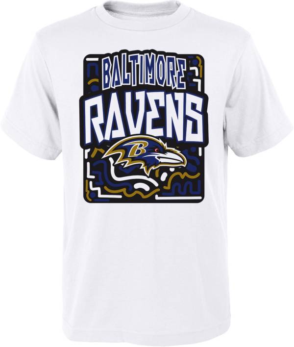 NFL Team Apparel Youth Baltimore Ravens Tribe Vibe White T-Shirt