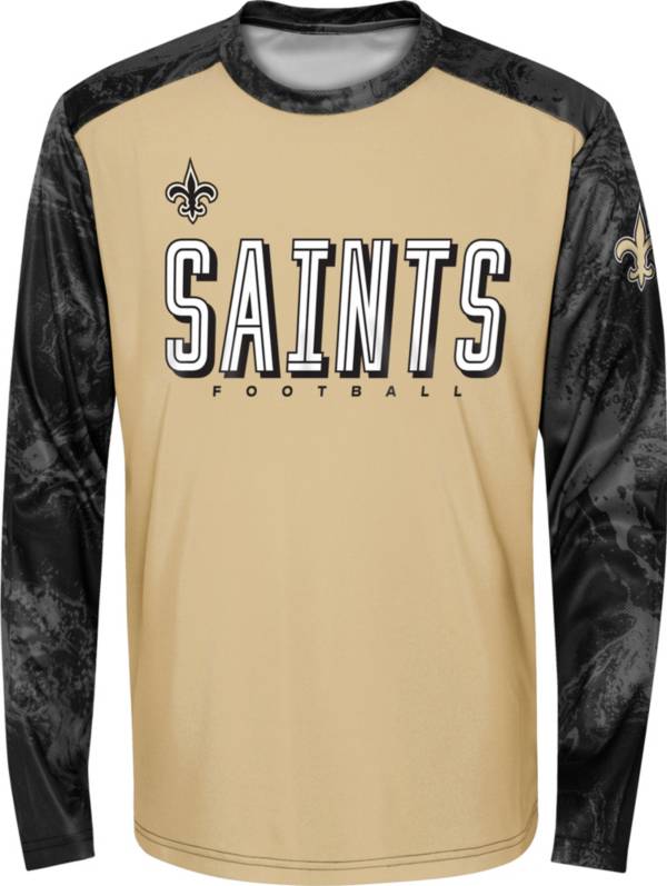NFL Team Apparel Youth New Orleans Saints Cover 2 Long Sleeve T-Shirt