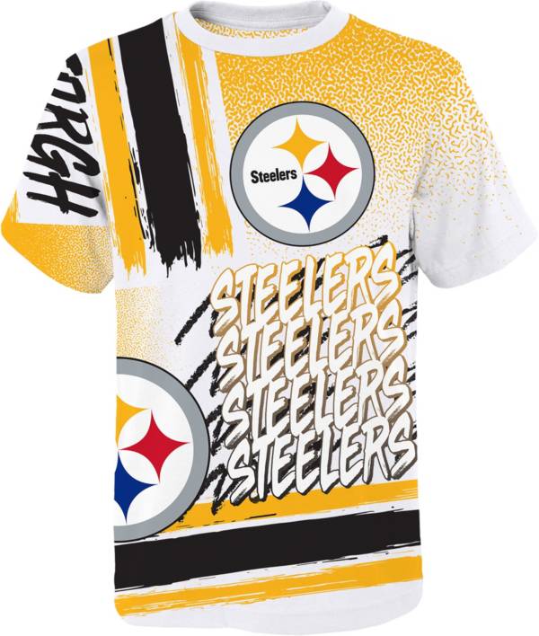 NFL Team Apparel Youth Pittsburgh Steelers Tribe Vibe White T-Shirt