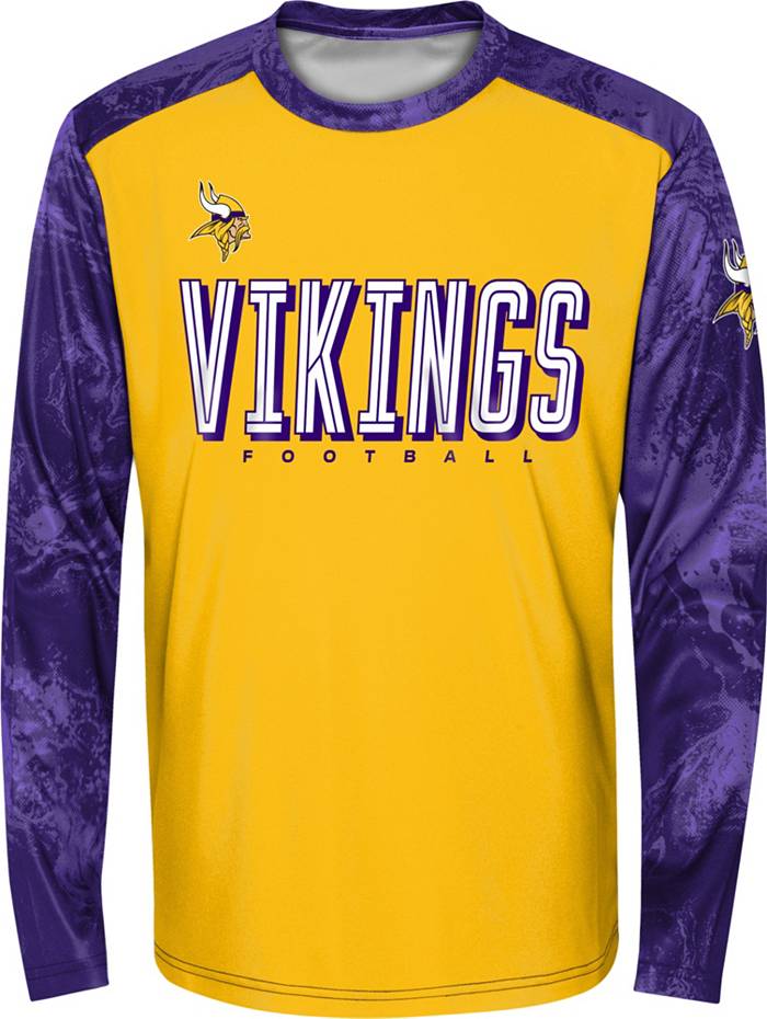 NFL Team Apparel Youth Minnesota Vikings Cover 2 Long Sleeve T-Shirt