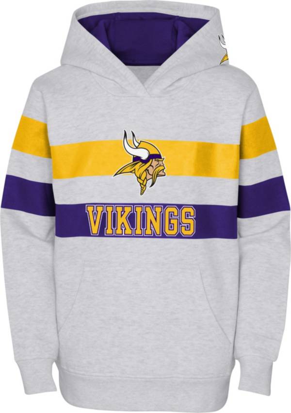 NFL Team Apparel Youth Minnesota Vikings Primary Logo Grey Pullover Hoodie