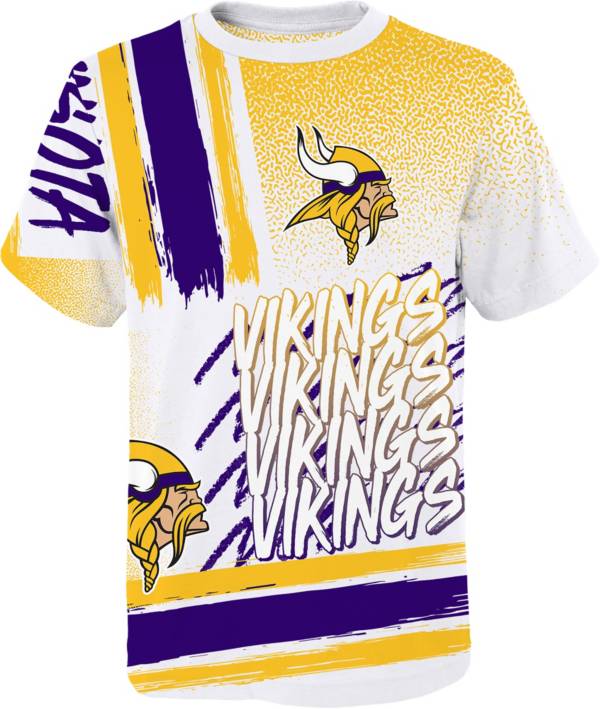 NFL Team Apparel Youth Minnesota Vikings Game Time White T-Shirt