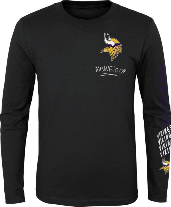 NFL Team Apparel Youth Minnesota Vikings Team Drip Black Long