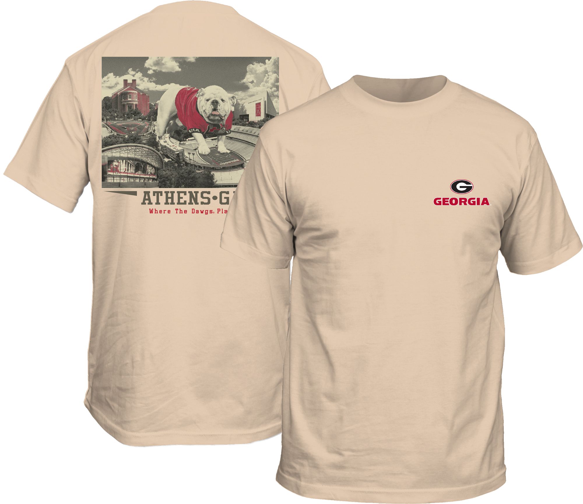 New World Graphics Men's Georgia Bulldogs Ivory Mascot Stadium T-Shirt product image