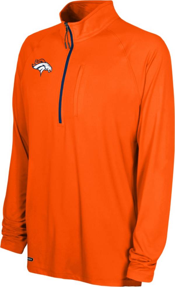 NFL Combine Men's Denver Broncos Mock Neck Orange Quarter-Zip Pullover